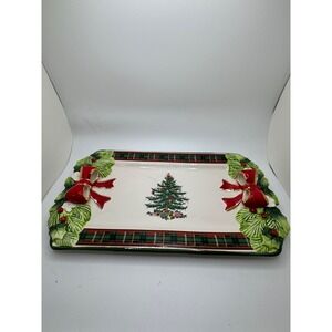 Spode Christmas Tree Ribbons Rectangular Platter Collectors Ceramic